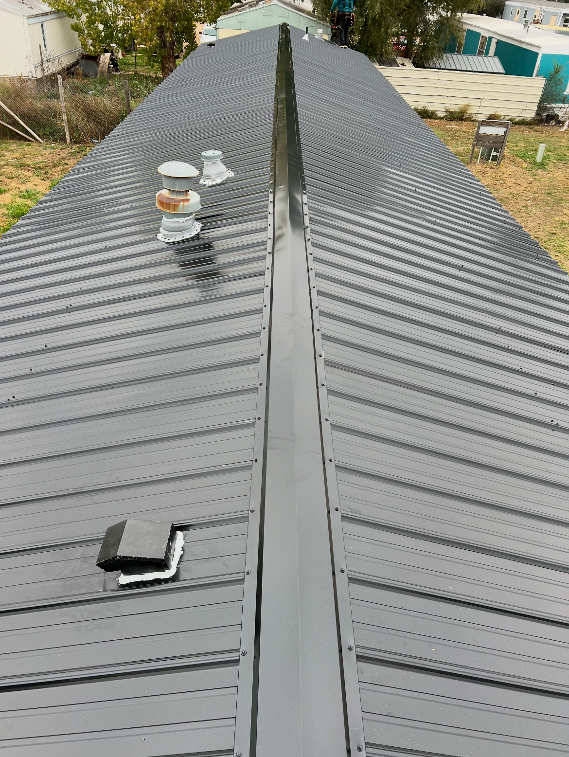 Completed metal roof installation on western Kansas home